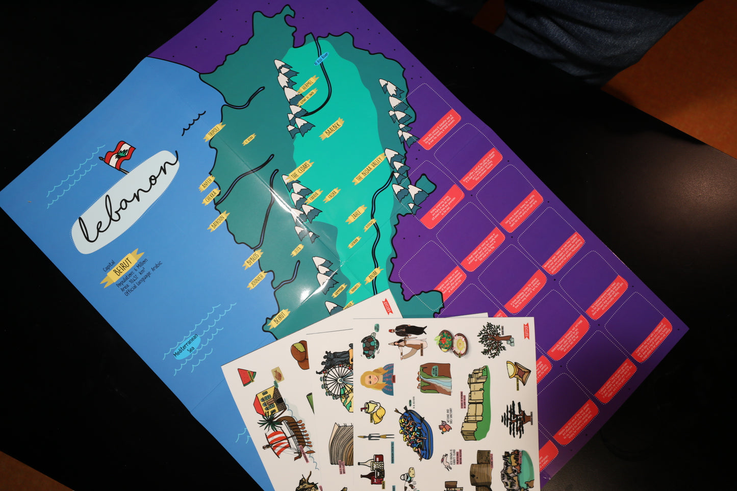 LEBANON MAP WITH STICKERS